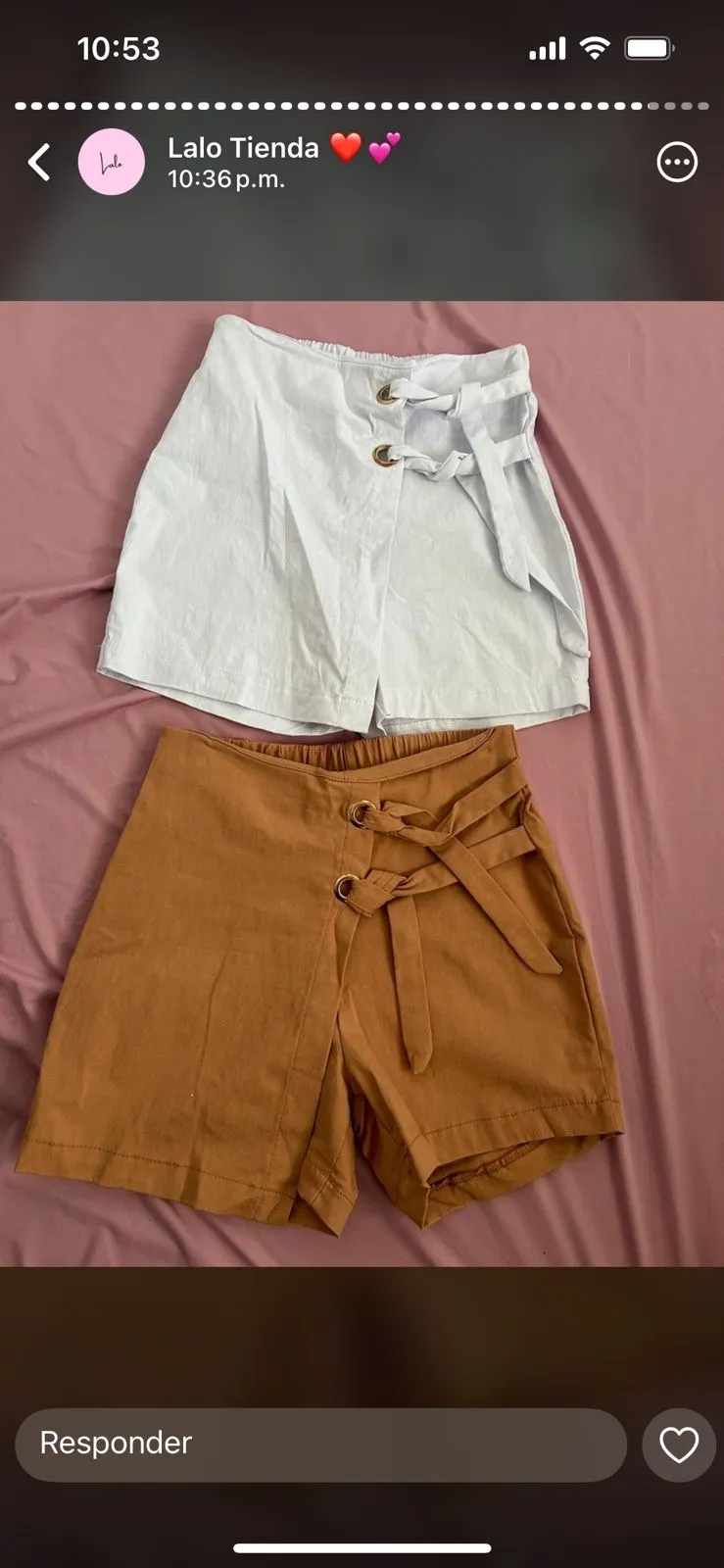Falda Short Lino Cruzada con Ojales y Amarre Lateral
